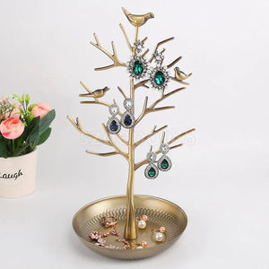 Copper Bird Tree Jewelry Holder Display Stand