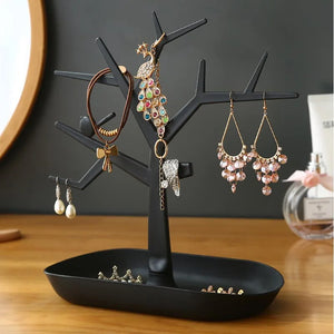 Bird Tree Necklace Ring Pendant Bracelet Jewelry Display Stand Tray