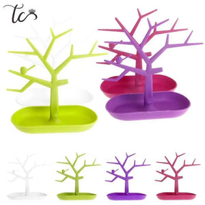 Bird Tree Ornament Jewelry Storage Rack Earring Nail Display Organizer