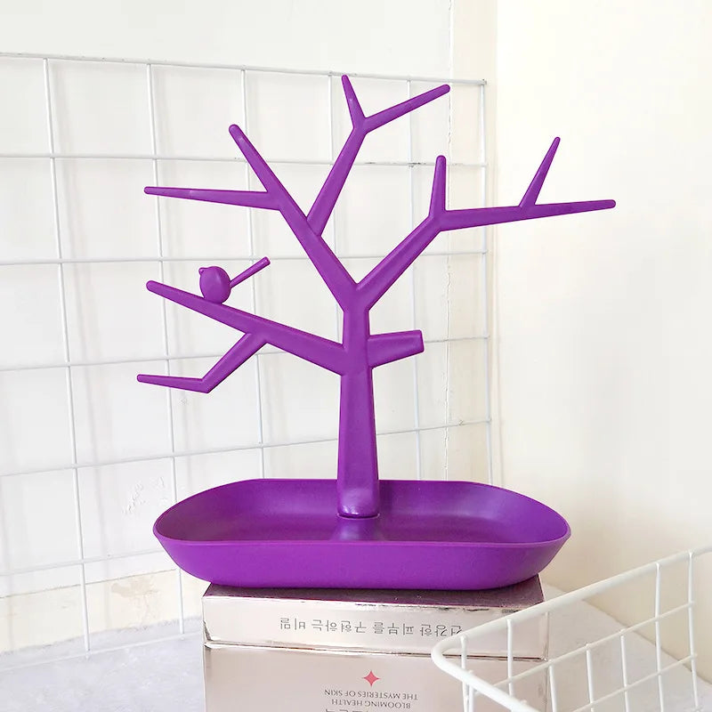 Bird Tree Ornament Jewelry Storage Rack Earring Nail Display Organizer