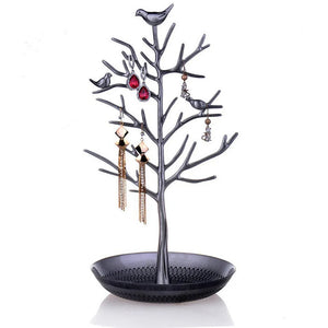 Birds Tree Shape Jewelry Display Stand Rack Earring Necklace Ring Holder