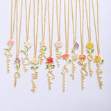 Birth Flower Name Necklace Personalized Gift for Mom Bridesmaids