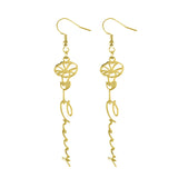 Personalized Birth Flower Earring With Name Month Flower Drop Earrings