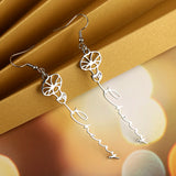 Personalized Birth Flower Earring With Name Month Flower Drop Earrings
