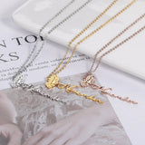 Birth Month Flower Name Necklace Women Jewelry Stainless Steel Chain