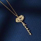 Birth Month Flower Name Necklace Women Jewelry Stainless Steel Chain