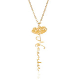 Birth Month Flower Name Necklace Women Jewelry Stainless Steel Chain