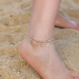 Birth Year Number Ankle Bracelet 14K Filled CZ Date Anklet Personalized Beach