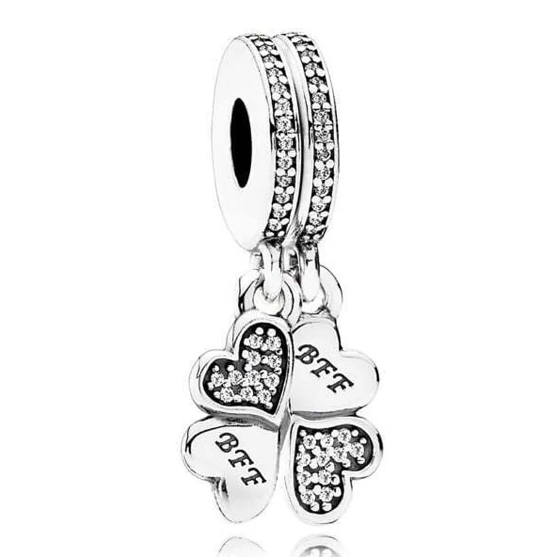 Sisters Crown Pendant Silver Charms Bracelet Jewelry