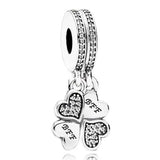 Sisters Crown Pendant Silver Charms Bracelet Jewelry
