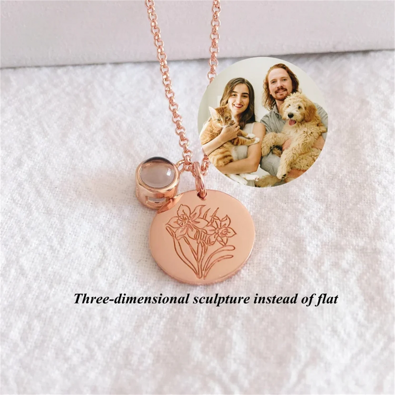 Personalized Pet Photo Collar with Flower Projection