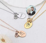 Custom Flower Projection Photo Necklace in Stainless Steel