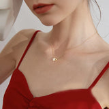 925 Silver Star Pendant Diamond Necklace Wedding Party Gift