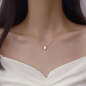 925 Silver Star Pendant Diamond Necklace Wedding Party Gift