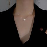 925 Silver Star Pendant Diamond Necklace Wedding Party Gift