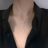 925 Sterling Silver Star Tassel Necklace Woman Party Jewelry