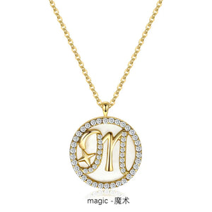 925 Sterling Silver CZ Name Pendant M Necklace