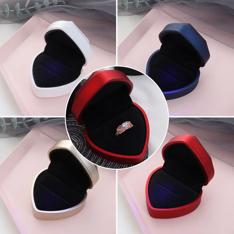 Heart-Shaped LED Light Jewelry Box Engagement Ring Wedding Gift
