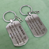 PAPA MAMAN Keychain 26 Letter Selection French Phrase for Car Keys