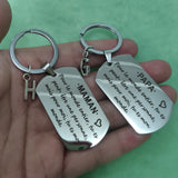PAPA MAMAN Keychain 26 Letter Selection French Phrase for Car Keys