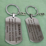 PAPA MAMAN Keychain 26 Letter Selection French Phrase for Car Keys