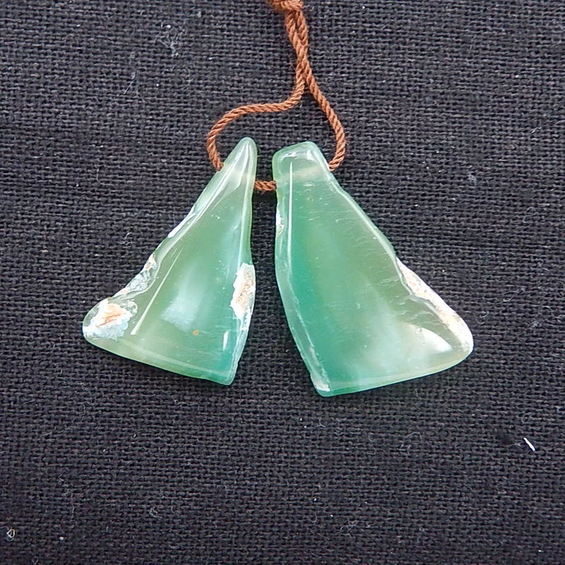 Green Chalcedony Woman Earrings Bead 28x18x4mm