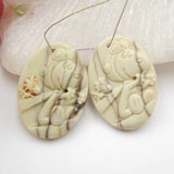 Natural Woman Engraving Butterfly Earring Beads 25x18x4mm