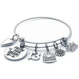 Birthday Women Girls Bracelet - Expandable Charm Bangle Gift