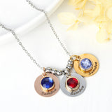 Birthday Stone Name Necklace Shining Engraved Pendant