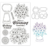 Flower Blooming Rubber Stamps & Cut Dies Set for DIY Scrapbook Card Making
