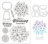 Flower Blooming Rubber Stamps & Cut Dies Set for DIY Scrapbook Card Making