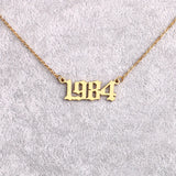 Birthday Year Necklace Number Pendant Personalized Old English Jewelry 1990-1997