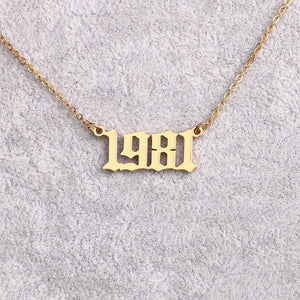 Birthday Year Necklace Number Pendant Personalized Old English Jewelry 1990-1997