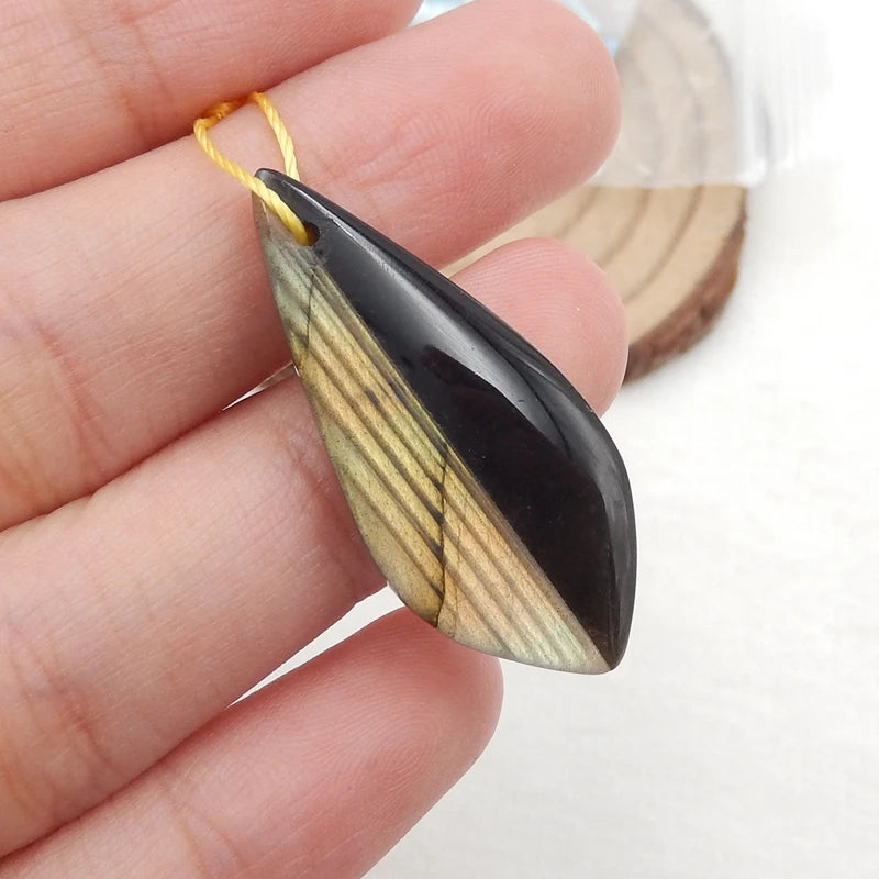 Labradorite Gemstone Earrings for Women, 34x15x4mm