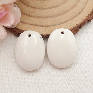 Natural Howlite Woman Earrings Beads Pair