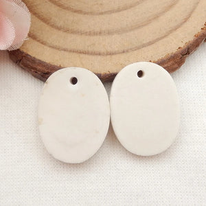 Natural Howlite Woman Earrings Beads Pair