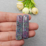 Natural Ruby in Fuchsite Earring Beads Pair 40x10x4mm