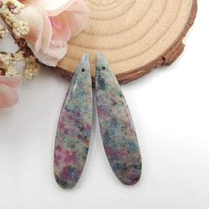 Natural Ruby in Fuchsite Earring Beads 43x11x4mm