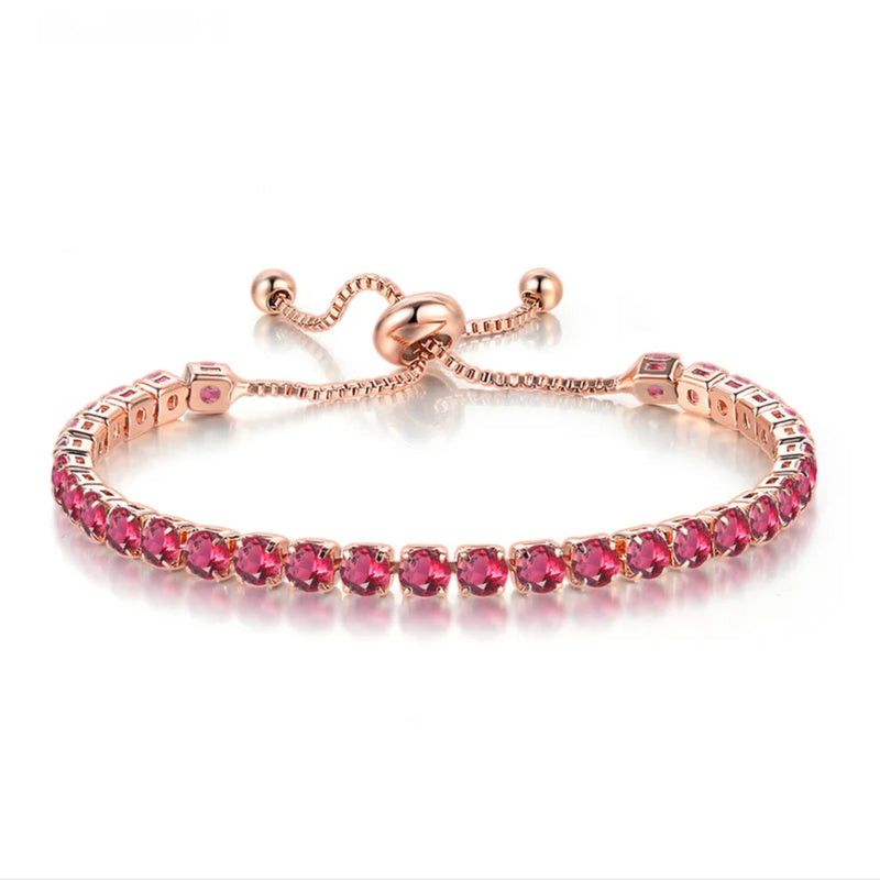 Birthstone Adjustable Chain Tennis Bracelet for Women