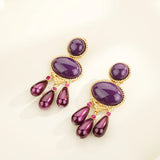 Amethyst Water Drop Earring Crystal Dangle Purple Statement Women's Earrings