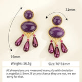 Amethyst Water Drop Earring Crystal Dangle Purple Statement Women's Earrings