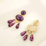 Amethyst Water Drop Earring Crystal Dangle Purple Statement Women's Earrings