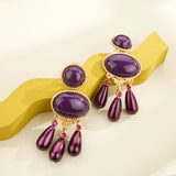 Amethyst Water Drop Earring Crystal Dangle Purple Statement Women's Earrings