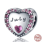 Birthstone Beads 925 Silver CZ Zircon Charm for Bracelet Jewelry