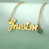 Personalized Stainless Steel Birthstone Name Necklaces