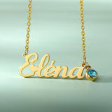 Personalized Stainless Steel Birthstone Name Necklaces