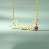 Personalized Stainless Steel Birthstone Name Necklaces
