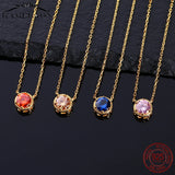 Birthstone Droplets Necklace 925 Sterling Silver Forever Circle Small