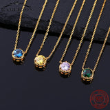 Birthstone Droplets Necklace 925 Sterling Silver Forever Circle Small