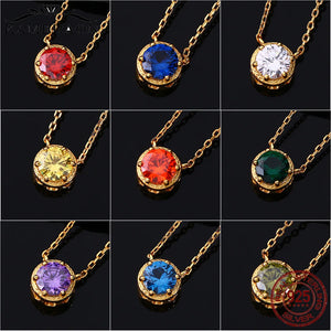 Birthstone Droplets Necklace 925 Sterling Silver Forever Circle Small